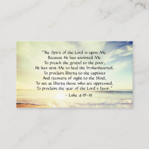 Luke 4:18-19, "Der Geist des Herrn ist auf mir" Visitenkarte