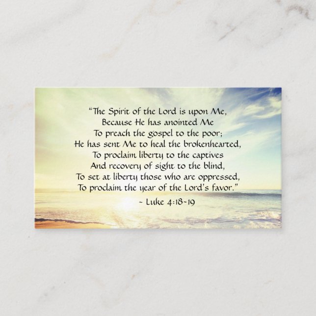Luke 4:18-19, "Der Geist des Herrn ist auf mir" Visitenkarte (Vorderseite)