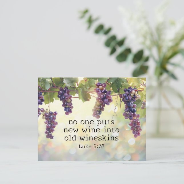 Luke 5:37 Neuer Wein in Alte Wineskins Bibelkarte (Stehend Vorderseite)