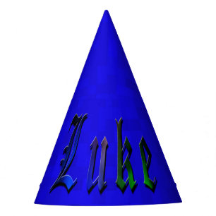 Luke, Name, Logo, Blue Paper Birthday Hut. Partyhütchen