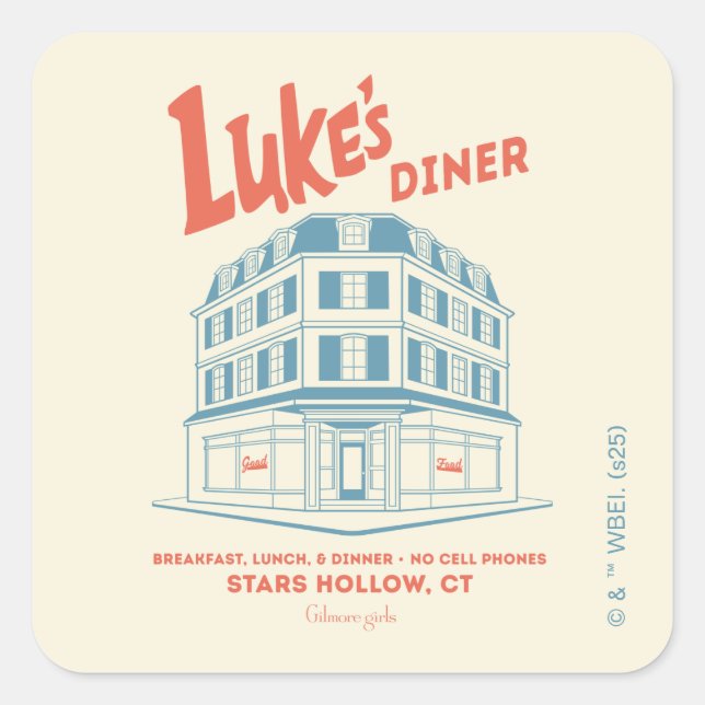 Luke’s Diner Stars Hollow Design Quadratischer Aufkleber (Vorderseite)