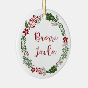Lule Sámi Merry Christmas Wreath, Buorre Javla Keramik Ornament