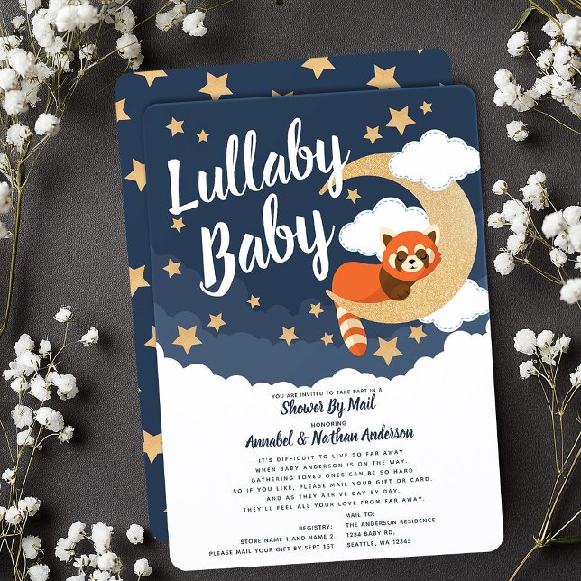 Lullaby Baby Red Panda Moon Babydusche per Mail Einladung (Von Creator hochgeladen)