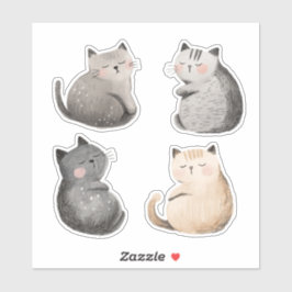 Lullaby cats, niedliche Aquarellfarben Aufkleber