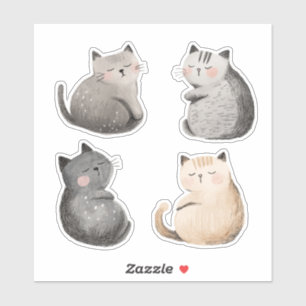Lullaby cats, niedliche Aquarellfarben Aufkleber