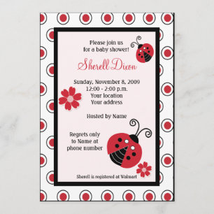 Lullabye Ladybug 5x7 Pink Invitations tendance