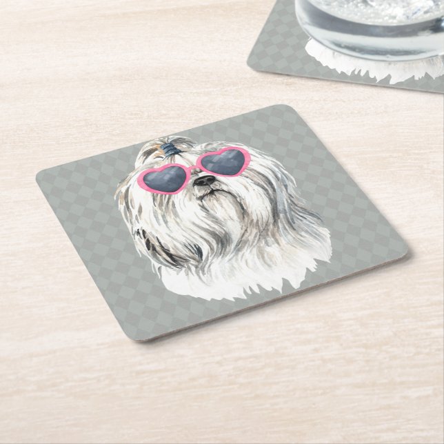 Lulu der Lhasa Rechteckiger Pappuntersetzer (angewinkelt)