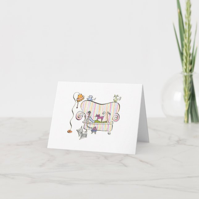 Lulu Notes / Amoureux des chats 5.6 x 4 carte de n (Devant)