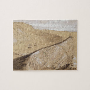 Lulworth Bucht (w/c, Gouache und Graphit auf Beige