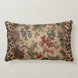 Lumbales Kissen im Leoparden und im Blumengewebe