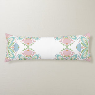 Lumbar Coussin Bleu rose Vert Floral Abstrait