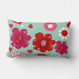 Lumbar cushion with garden flowers and hearts lendenkissen