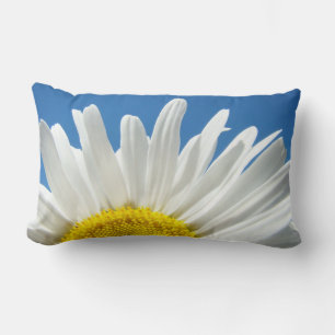 Lumbar Pillow Blue Sky White Daisy Blume Lendenkissen