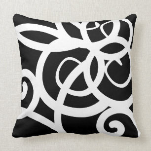 Lumbar White & Black Moderner abstrakter Designer Kissen