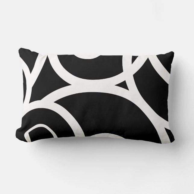 Lumbar White & Black Moderner abstrakter Designer Lendenkissen (Vorderseite)