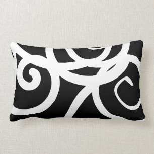 Lumbar White & Black Moderner abstrakter Designer Lendenkissen