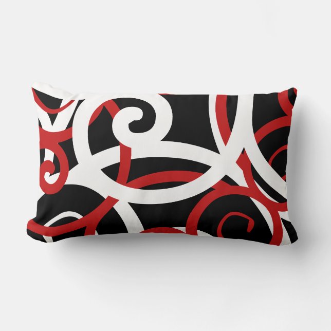 Lumbar White & Black moderner abstrakter Designer  Lendenkissen (Vorderseite)