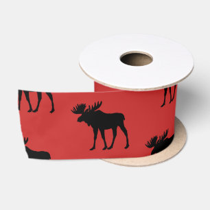 Lumber Elch Silhouette Antler Hirsche Jagd Satinband