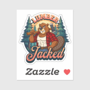 Lumber Jacked Biber Lustiges Lumberjack Pun Design Aufkleber