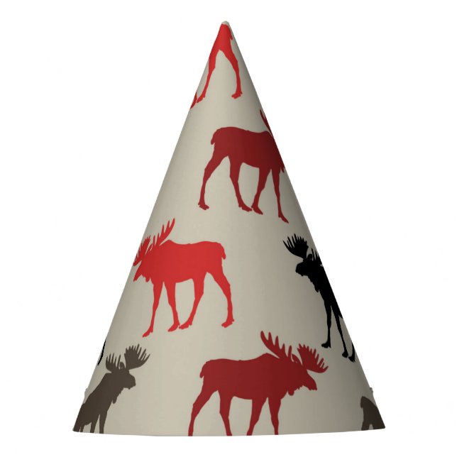 Lumber Red Black Gray Elch Silhouette Antler Deh Partyhütchen (Vorderseite)