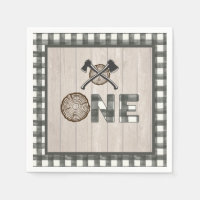 Lumberjack 1. Geburtstag Napkin - Äxte Weiß eins