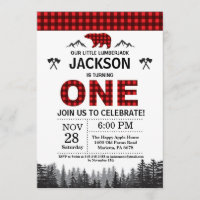 Lumberjack 1er anniversaire Invitation Ours Woodla