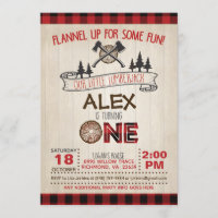 Lumberjack 1er Anniversaire Invitation - Rouge