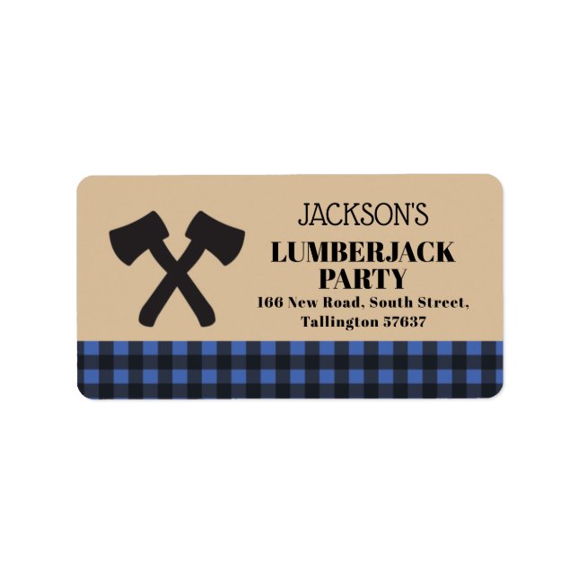 Lumberjack Ax Birthday Kariert Party Address Label Adressaufkleber (Vorne)