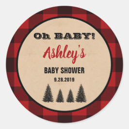 Lumberjack Baby Dusche Round Gefälligkeitsaufklebe Runder Aufkleber