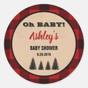 Lumberjack Baby Dusche Round Gefälligkeitsaufklebe Runder Aufkleber