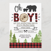 Lumberjack Baby Dusche Woodland Bear Cub Kariert B