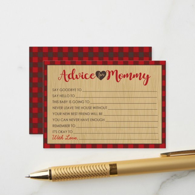 Lumberjack Baby Duschempfehlung für Mami Cards Hinweiskarte (Vorderseite/Rückseite Beispiel)