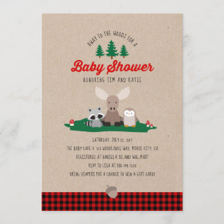 Lumberjack Baby Shower Woodland Tiere Rustikal Einladung