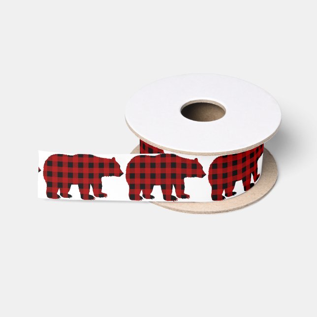 Lumberjack-Bär Muster Party Geschenkband Satinband (Spule)