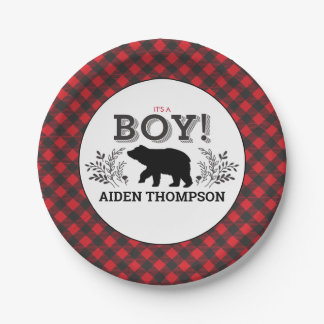 Lumberjack Bear Baby Boy Duschplatte Pappteller