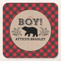 Lumberjack Bear Baby Boy Kraft Dusche Untersetzer