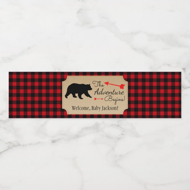 Lumberjack Bear Baby Dusche Wasserflaschen Labels (Einzelnes Label)