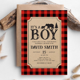 Lumberjack Bear Baby Shower  Einladung