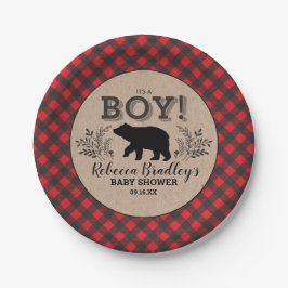 Lumberjack Bear Babyduschplatte Pappteller
