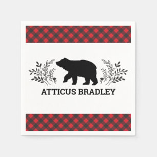 Lumberjack Bear Buffalo Kariert Babydusche Napkin Serviette