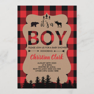 Lumberjack Bear Flannel Boy Baby Dusche Einladung