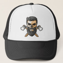 Lumberjack Bearded Skull Crossed Achsen Truckerkappe