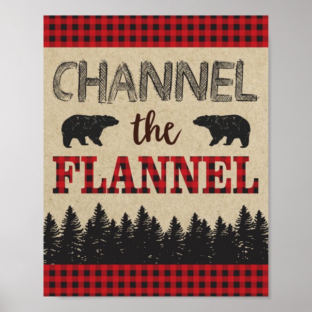 Lumberjack Birthday Party Sign Channel the Flannel Poster (Vorne)