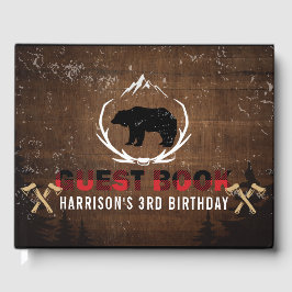 Lumberjack Birthday Wood Kariert Personalisiert Gästebuch