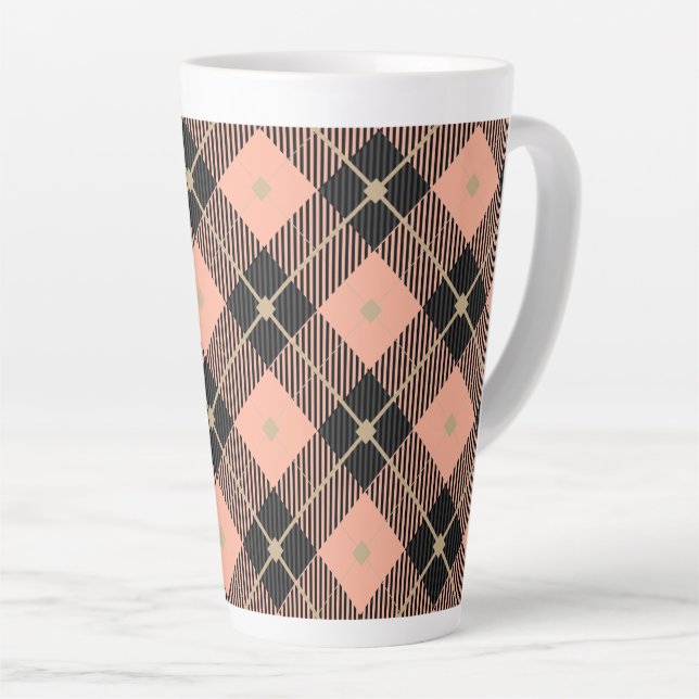 Lumberjack Black Coral PInk Kariert Milchtasse (Rechte Ecke)