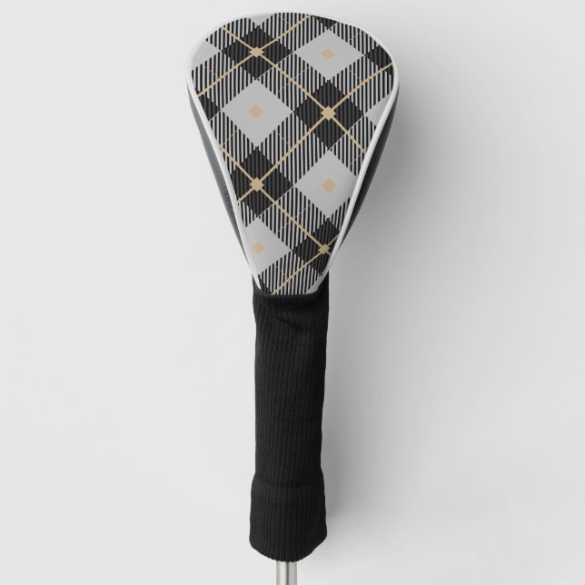 Lumberjack Black Grau Kariertes Muster Golf Headcover (Vorderseite)