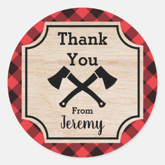 Lumberjack Boy Birthday Party Gefallen Sticker (Vorderseite)