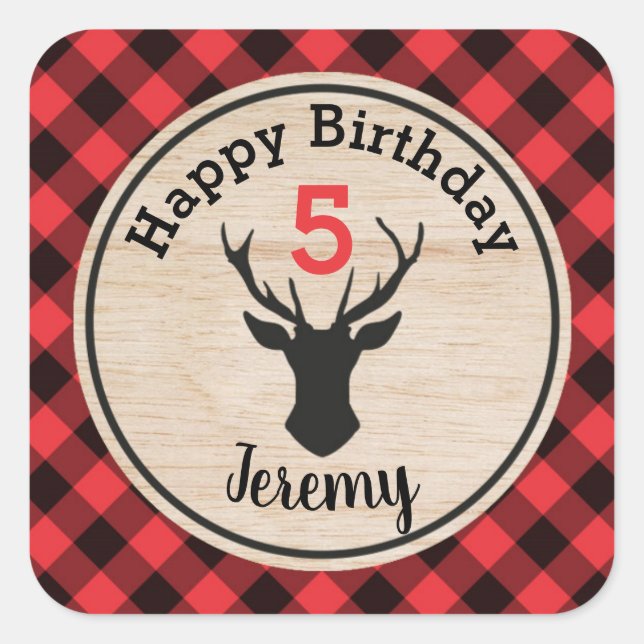 Lumberjack Boy Birthday Party Gefallen Sticker (Vorderseite)