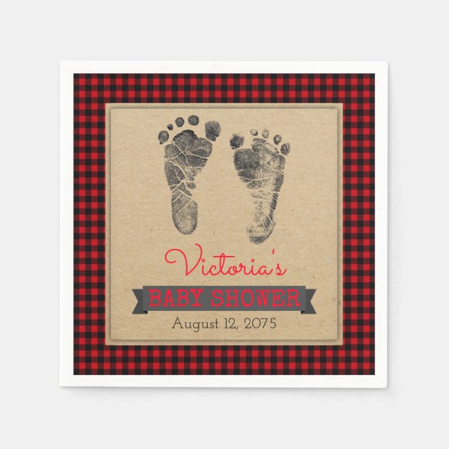 Lumberjack Buffalo Kariert Boys Babydusche Napkins Serviette (Vorderseite)