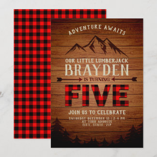 Lumberjack Buffalo Kariert Fünfter Geburtstag Einladung